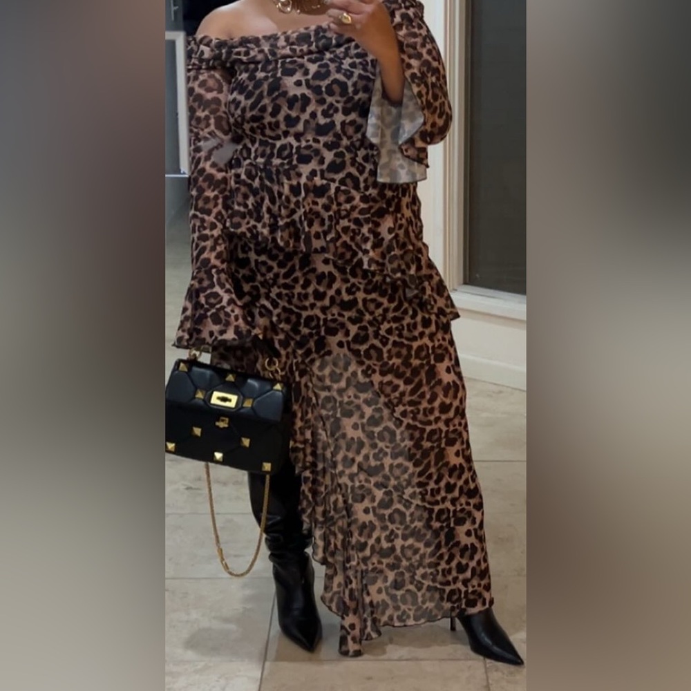 Leopard Print Women's Asymmetrical Dress